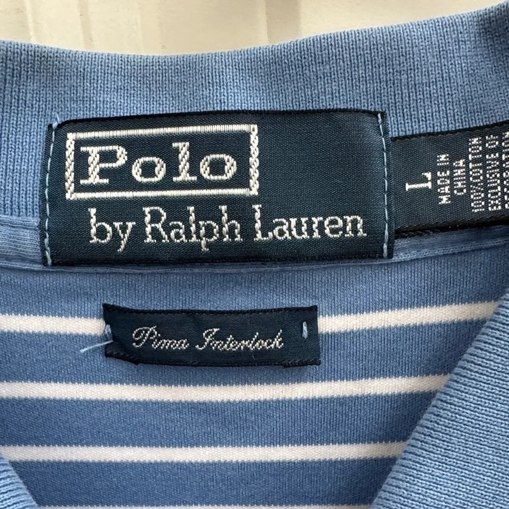 Polo by Ralph Lauren Blue & White Striped Cotton Polo